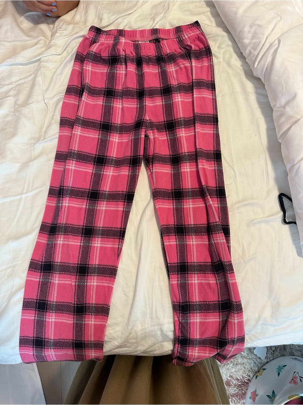 Place Girls Pink and Black Plaid Pajama Bottoms